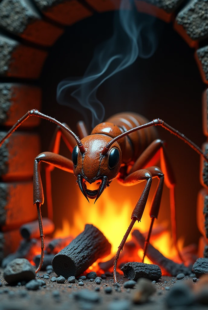 Fire ant in fired place