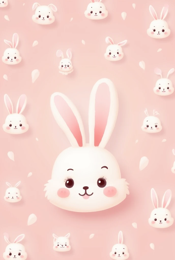 kawaii tiny bunny heads wallpaper baby pink background