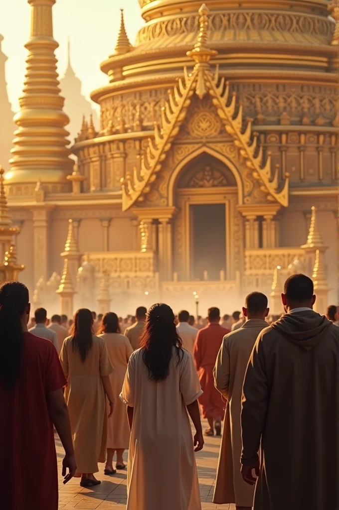 All religious people pray in the front of golden temple