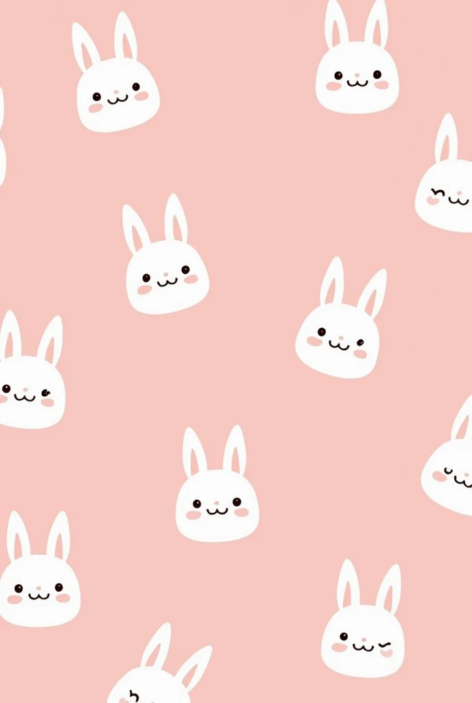kawaii tiny bunny heads wallpaper baby pink background