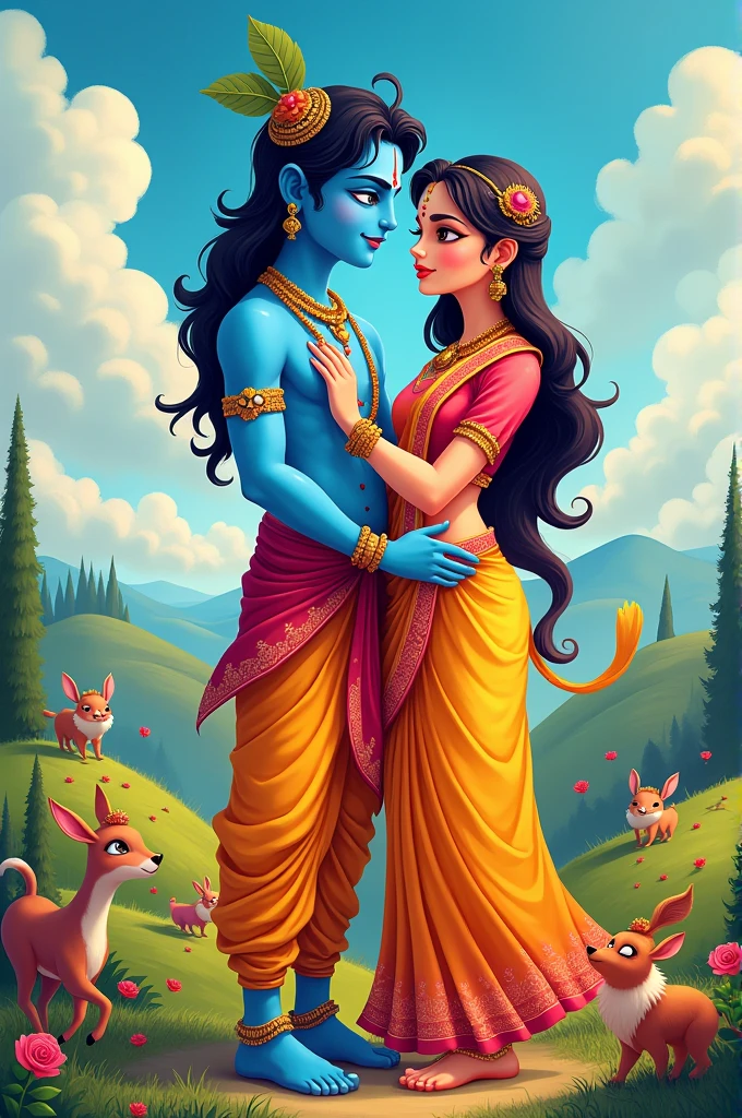 cartoon lord of kirshna and radha