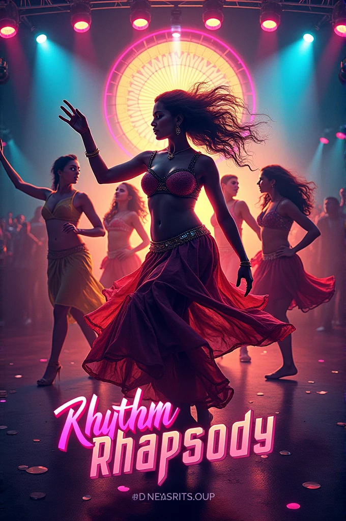Poster, dance club, various western and indian dance form, fusion, rhythm rhapsody name