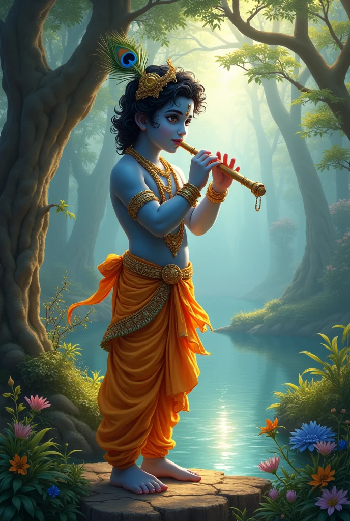 Srikrishna with mor pankh , banshuri