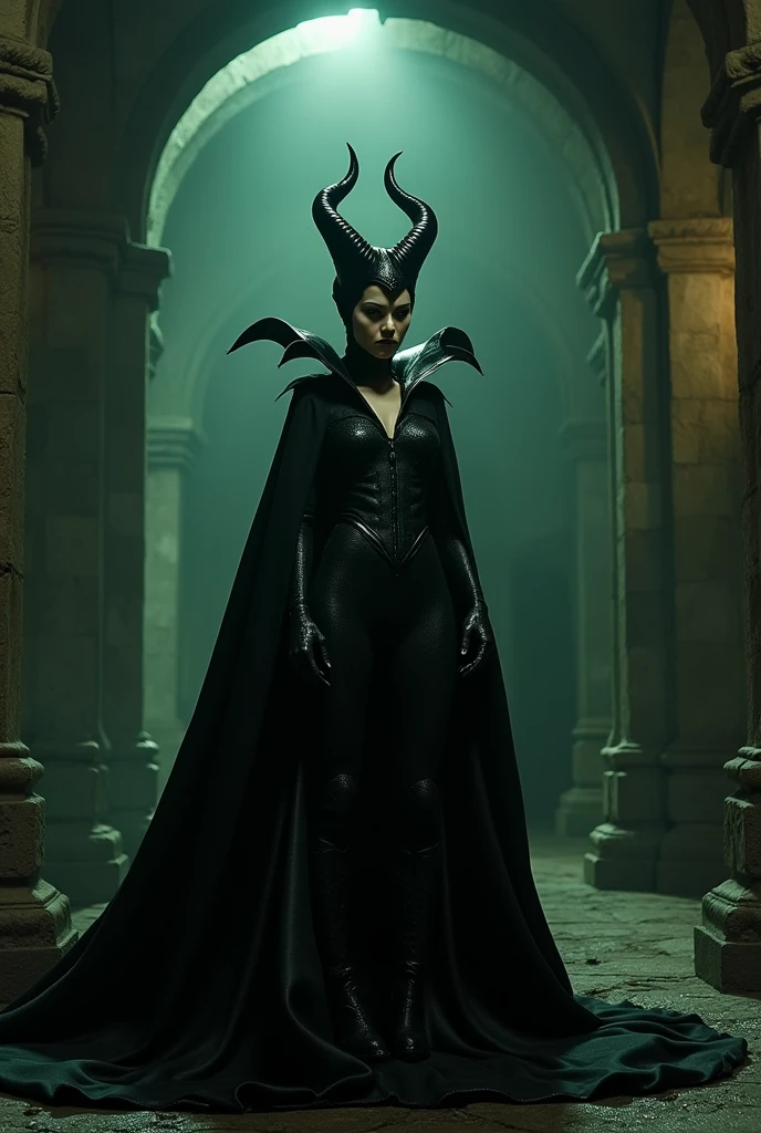 A stunning portrait of Maleficent face down ass up, doggystyle in a dungeon