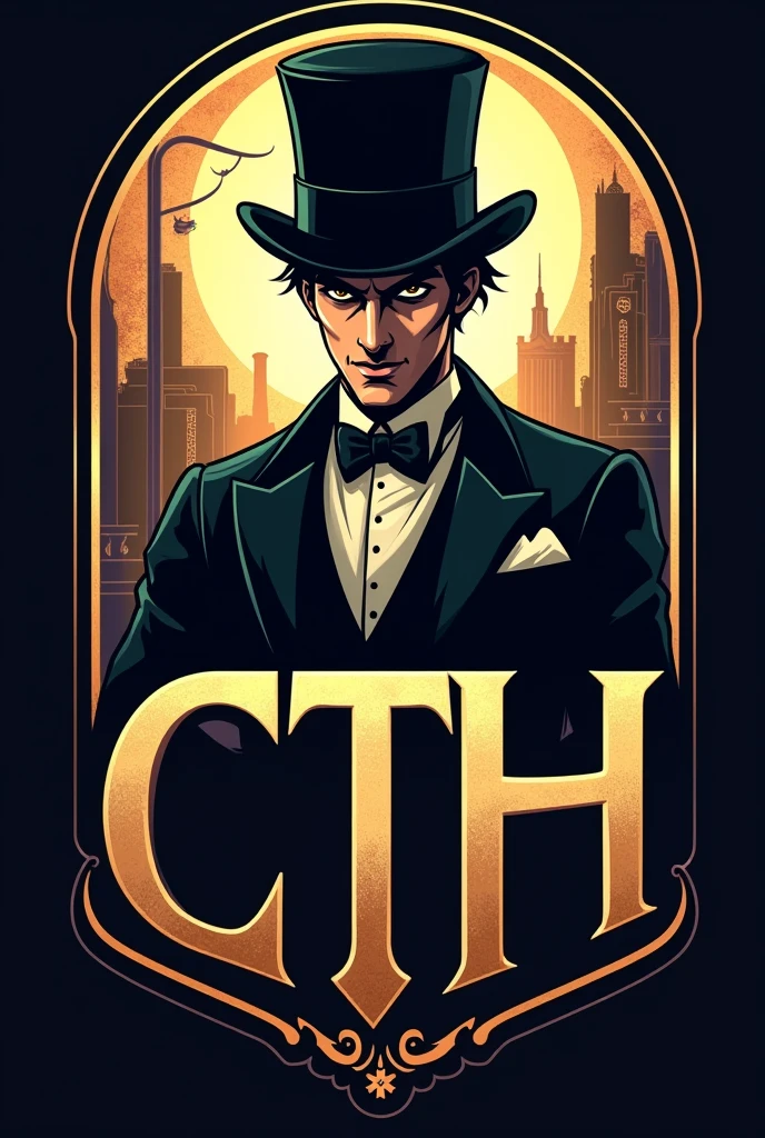 Make an e-sports logo with the character Arsene Lupin the tailcoat thief, with the logo with the letters CTH