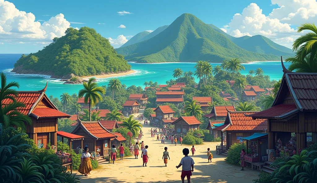 Village from ancient Ternate island, Maluku, Indonesia, there is a signpost that says "TERNATE"