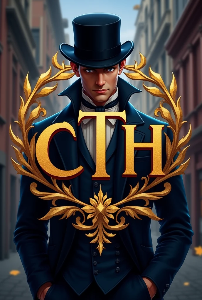 Make an e-sports logo with the character Arsene Lupin the tailcoat thief, with the logo with the letters CTH in a realistic way
