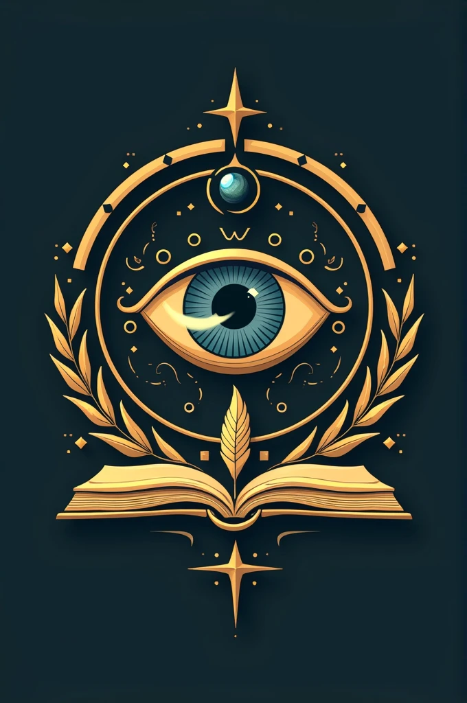Create a logo for our publication the name is "HANDURAWAN"(color gold or depends on you what fits the overall design)and use the following as the main design.
1. Eye (any color)
2. Circle (any color)
3. Quill(color gold)
4. Book (color gold)
