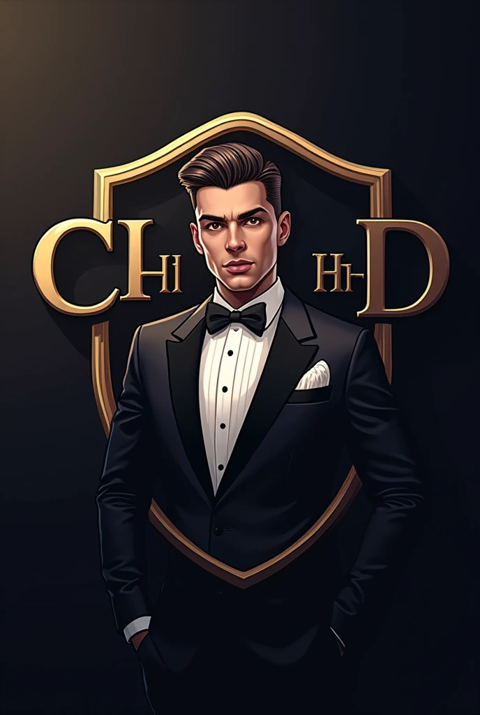 Make an e-sports logo with the character the thief in a tuxedo,with the logo with the letters CTH