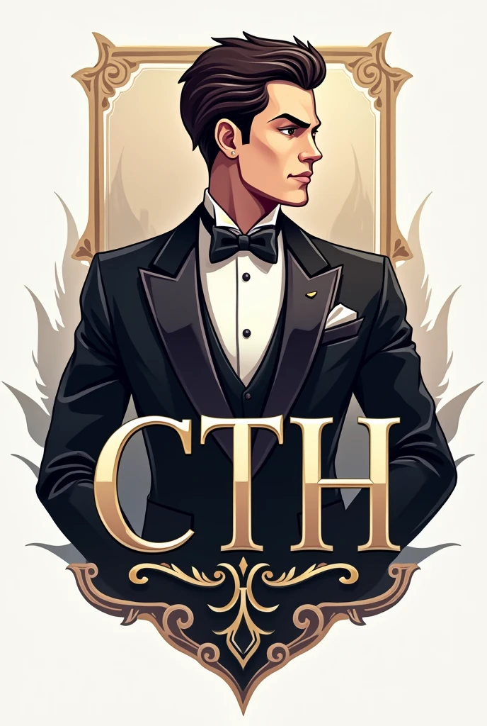 Make an e-sports logo with the character the thief in a tuxedo,with the logo with the letters CTH
