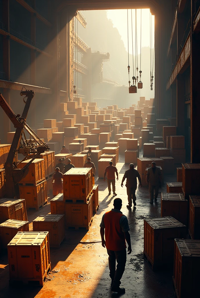 creates the image of a ship&#39;s load