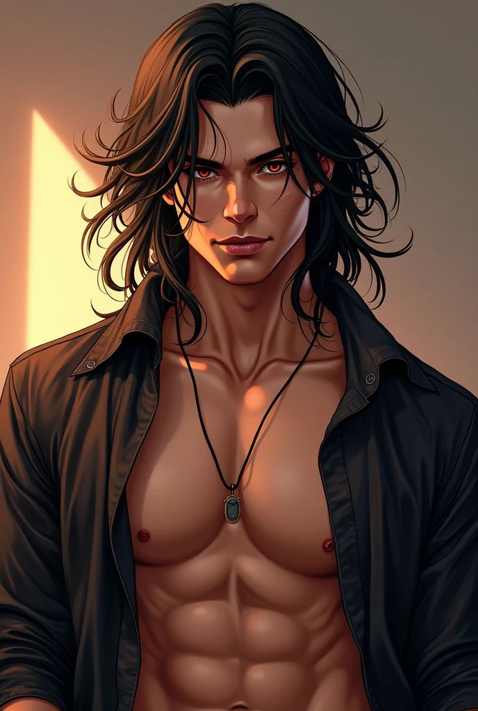 (best quality,realistic,ultra-detailed) An 1 fuckboy, embodying the perfect fusion of Joey Lawrence and Spencer Boldman, captures attention with his long, luscious black hair flowing in the wind. He radiates confidence with his strong and perfectly sculpted physique, donning revealing attire that accentuates his muscular form. With a flirtatious smile and intense gaze from his beautiful, detailed eyes, he exudes charm and magnetism effortlessly. The vibrant colors and sharp focus of the image emphasize his youthful energy and sex appeal. The lighting creates a captivating ambiance, casting dramatic shadows that further enhance his rugged masculinity. The artwork, resembling a high-resolution photograph, captures every nuance and detail, making it a true masterpiece.