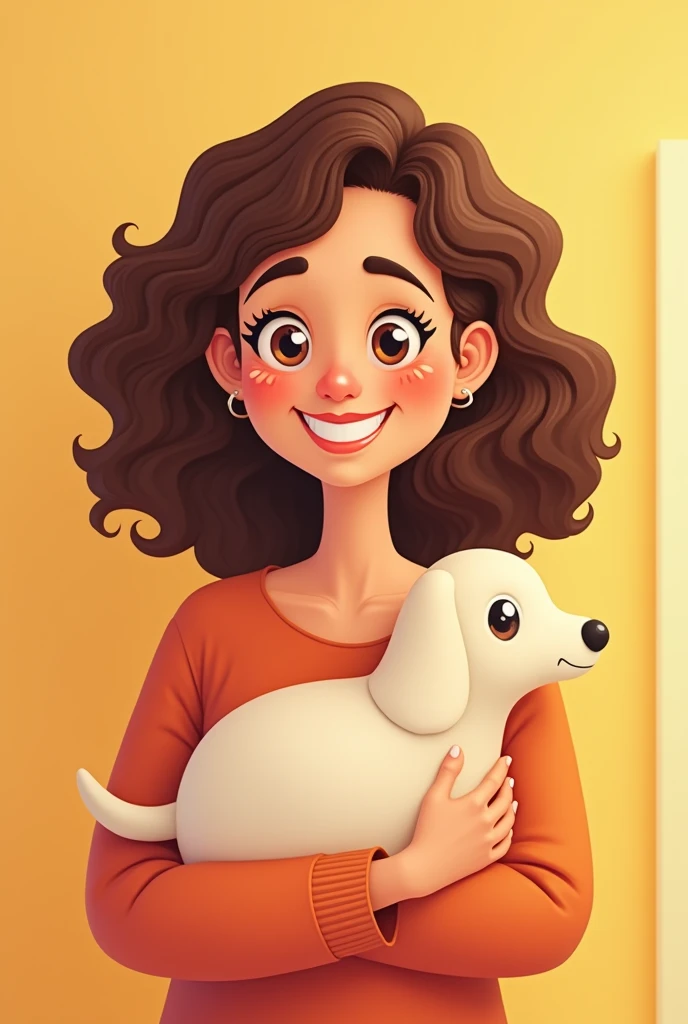 Create a cartoon image of a brown mother with curly hair
