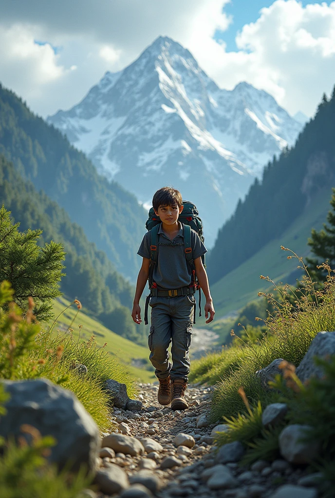 1 boy on tracking on kashmir