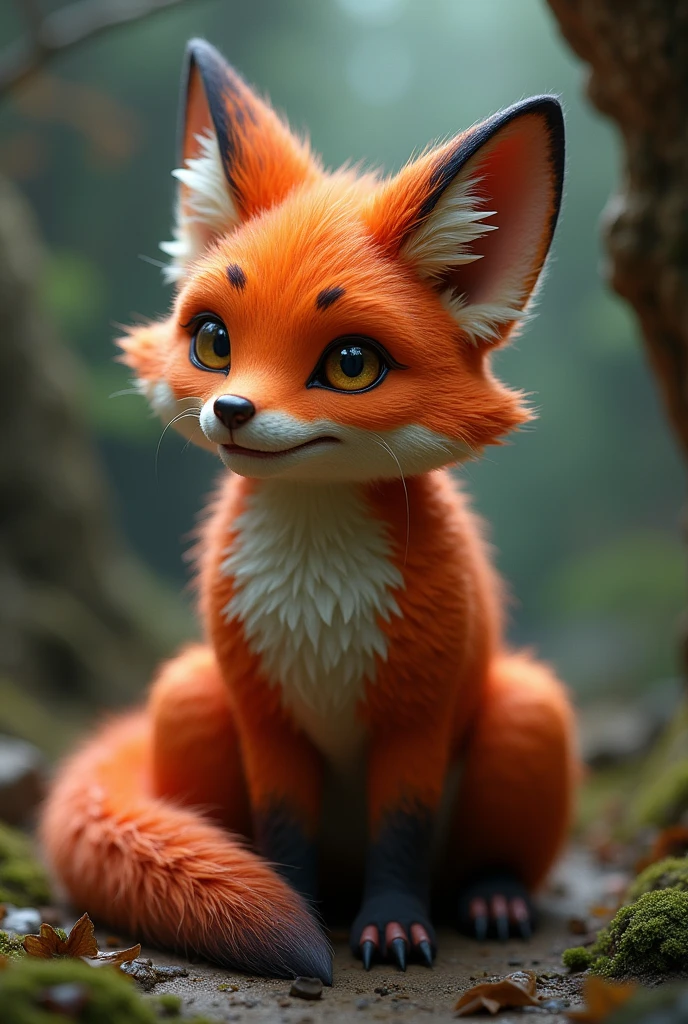 Furry raposa, red with lizard tail