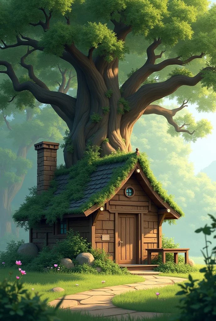 One house is natural beauty and the tree join the house and one table and this hotel