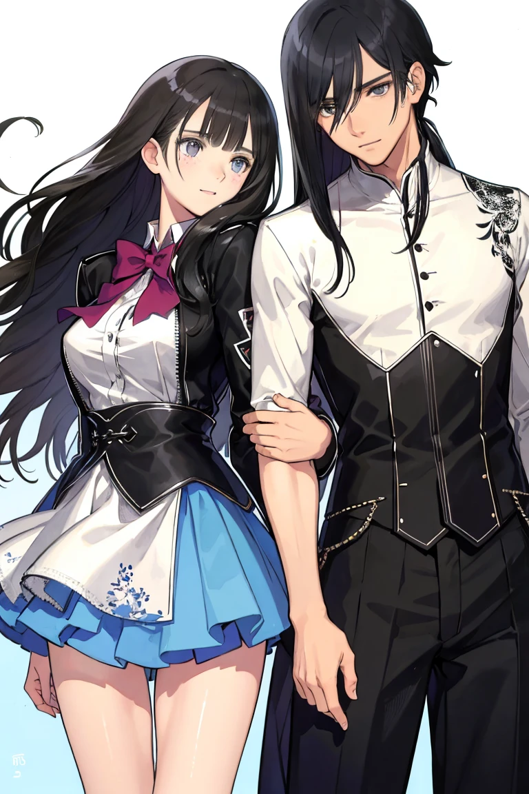 man and woman, couple, love, mature, a cat woman, she has freckles, she has dark brown eyes and an upturned nose, she is happy and smiling, she has long wavy hair, black hair, she is wearing aviator sunglasses with clear lenses in a soft watercolor style. The girl's clothes must be pink, purple, and blue in celebration of the bisexual, with stains of ink and watercolor mixing and filling the scene. he has blonde hair, he is handsome, he is slim. There should be a subtle, nuanced change in colors using the impasto technique with gouache paint. There should be a light rain in the watercolor painting with a little watercolor paper texture and a pastel background.