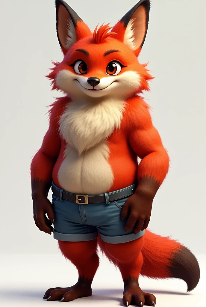 Furry raposa, red with lizard tail wearing shorts