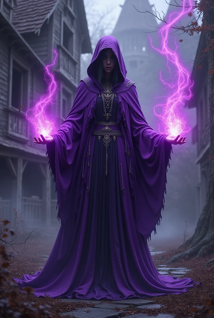 magic witch , purple ray, dark house