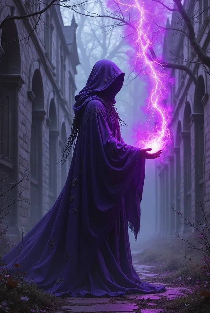 magic witch , purple ray, dark house