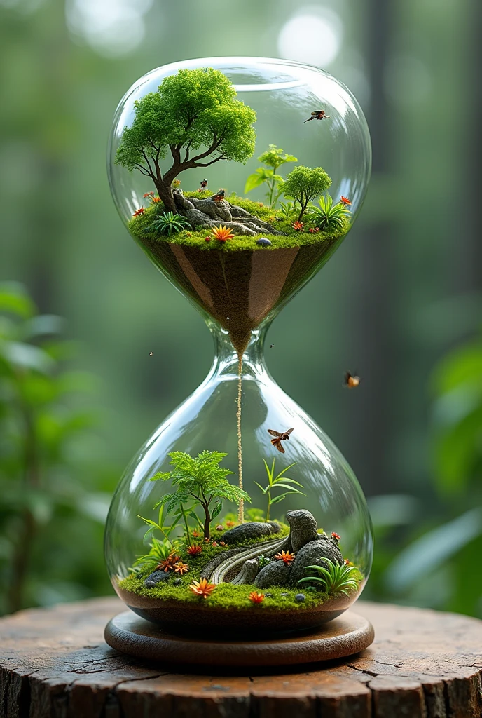 Create nature inside an hourglass 
