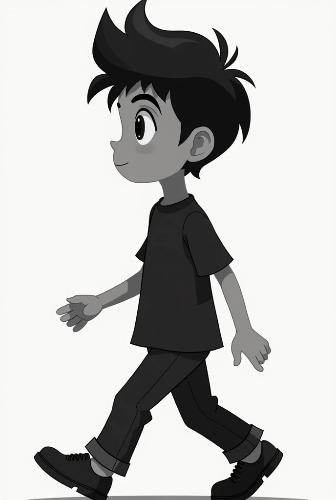 2d young boy walking animation sprite colour black in clothes 
