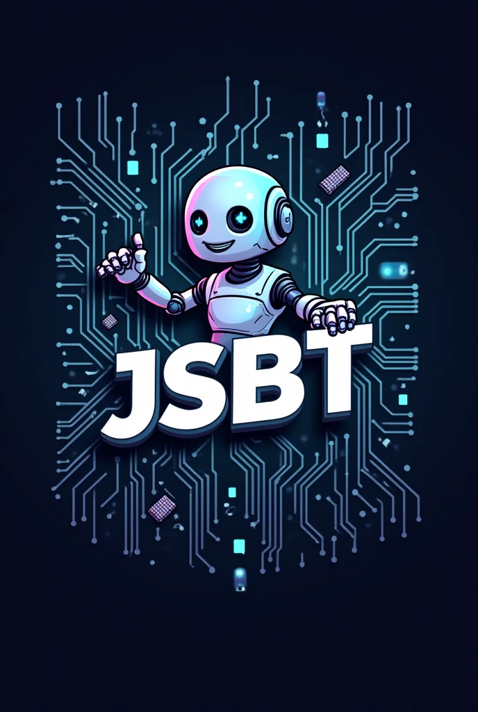 Create a logo for JSBT using different text with animation in background the robot was press the logo for YouTube channel in  background 
Mother board the man was working in mother board 