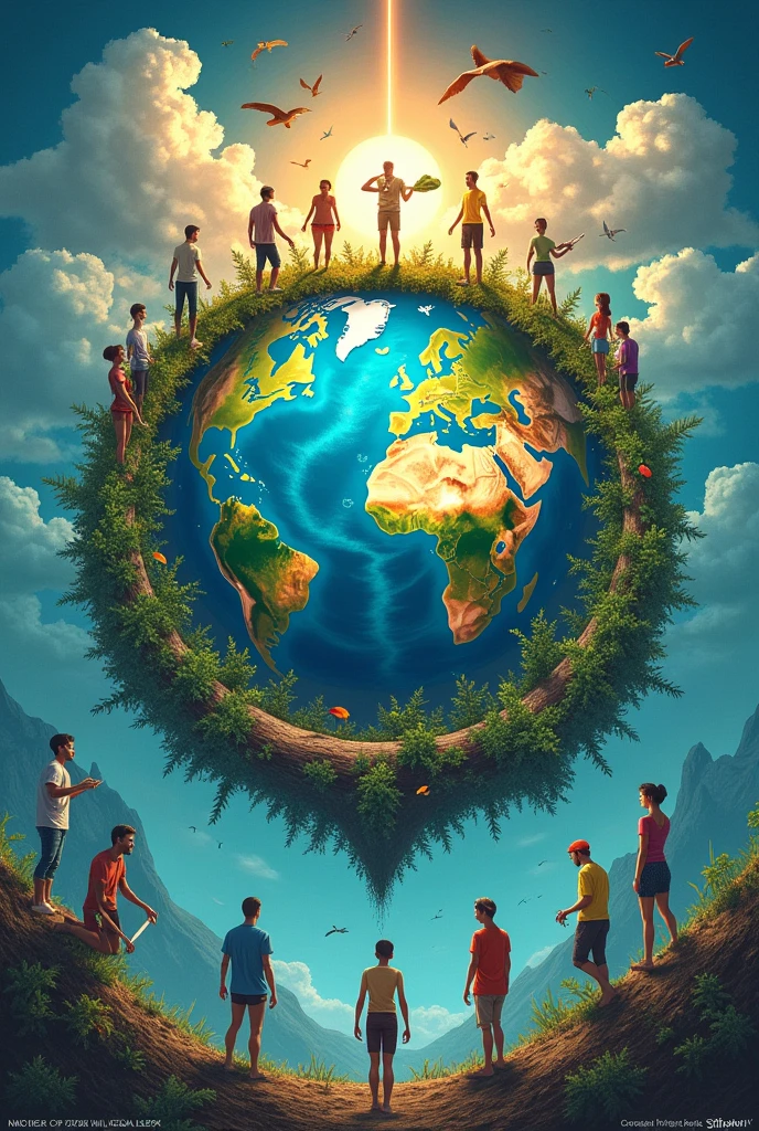 create a poster about the relationship of the earth's subsystem and highlight the role of the people/humanity in maintaining a more sustainable earth's system