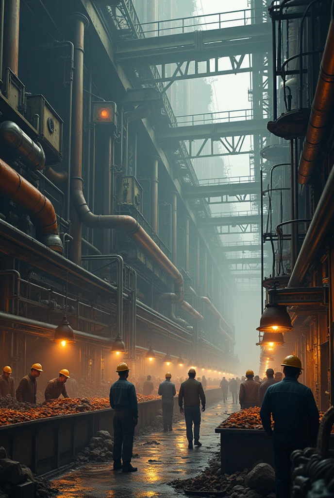 A group of people working in a factory with the text "Productivity is our middle name."