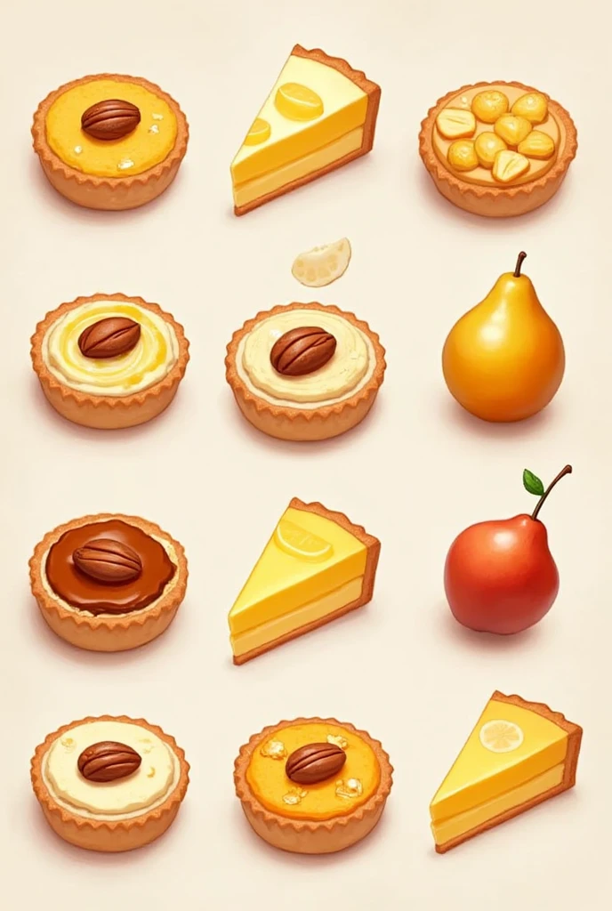 Je voudrais que tu me crée diverses emoticone twitch en forme de part de tarte aux amandes