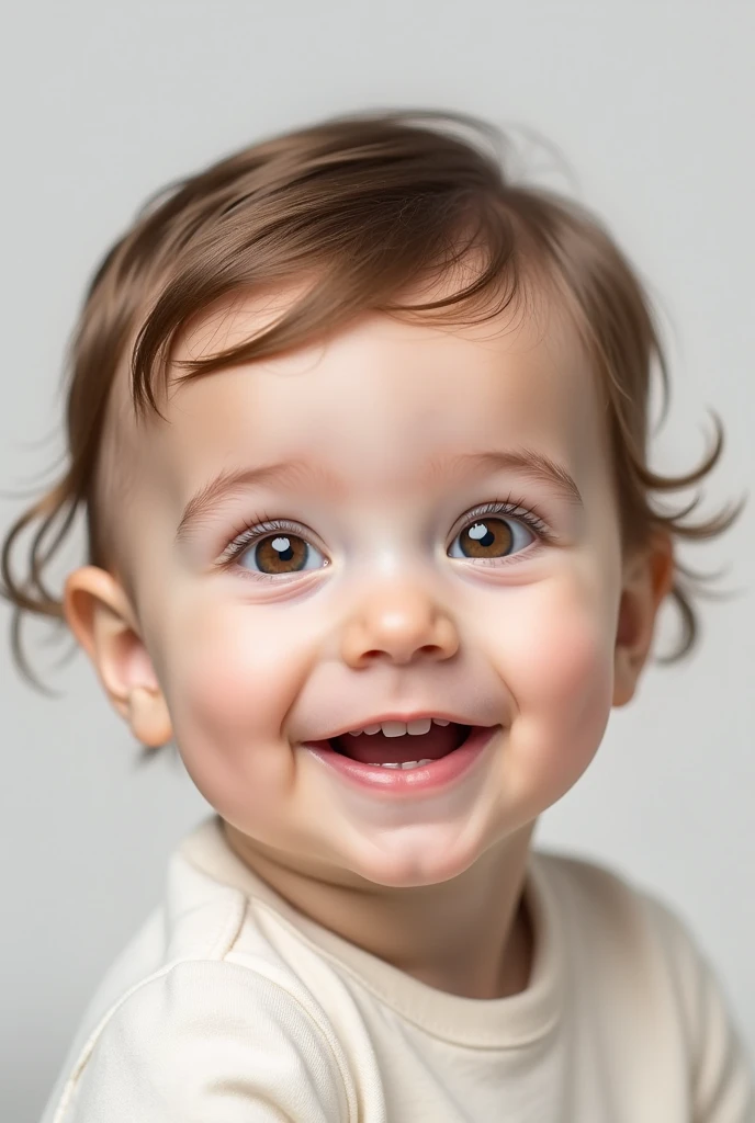Picture Perfect pretty face of a baby boy and picture perfect cute face of 6 months old baby girl with headband. Photoshoot. White babies. Brown hair. hazel brown eyes. pink lips