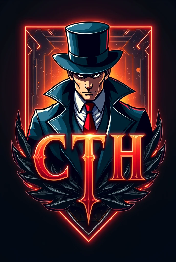Make an e-sports logo with the character Arsene Lupin, with the logo with the letters CTH on the front