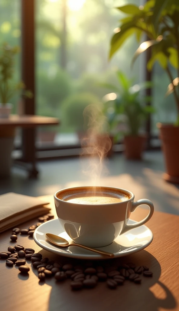Freshly brewed coffee　nature　Inside the cafe　No one there　coffee beans