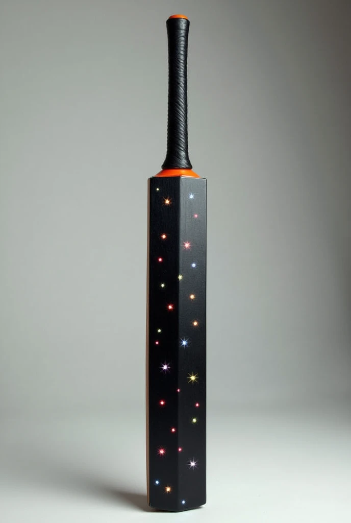 Cricket bat in black colour and small colourfull spots like stars