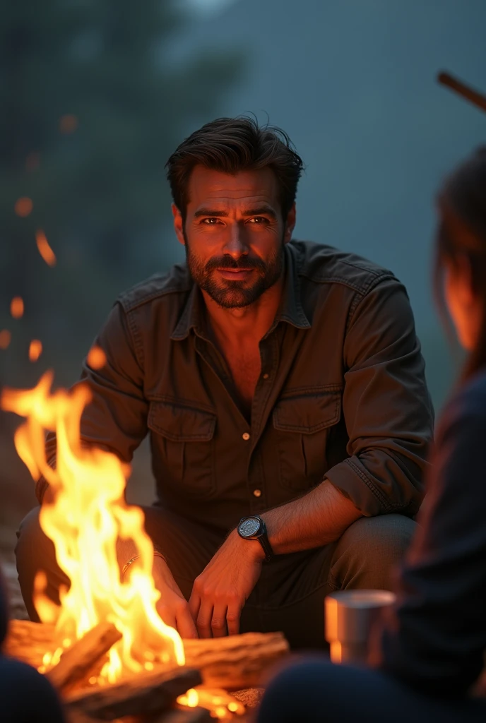 Attitude male around people around fire image