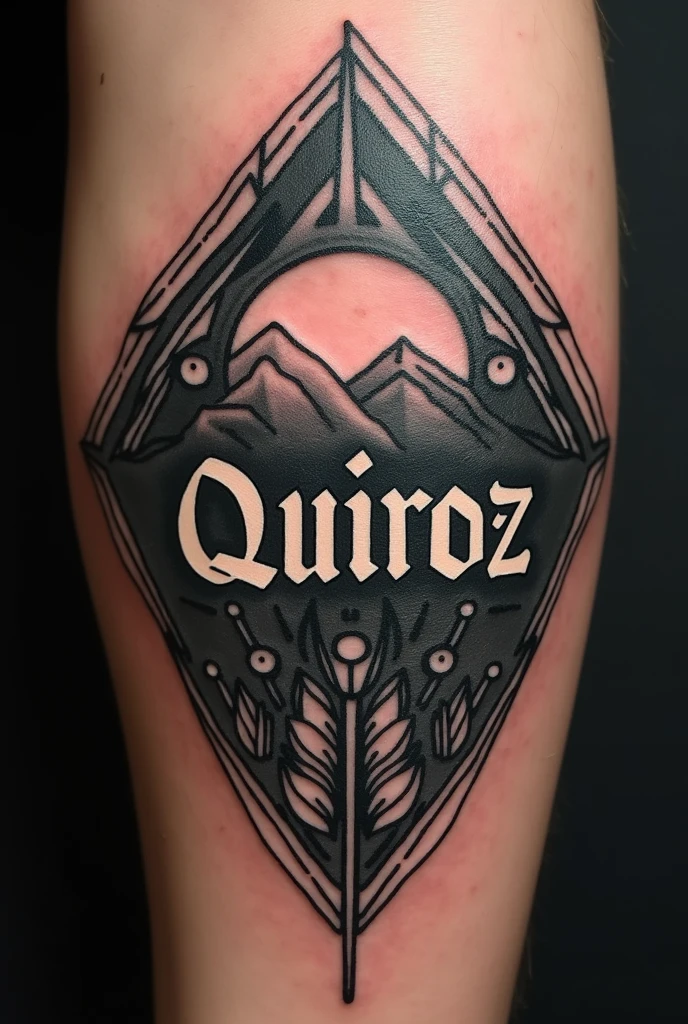 Give me a tattoo design that has the last name Quiroz written on it 