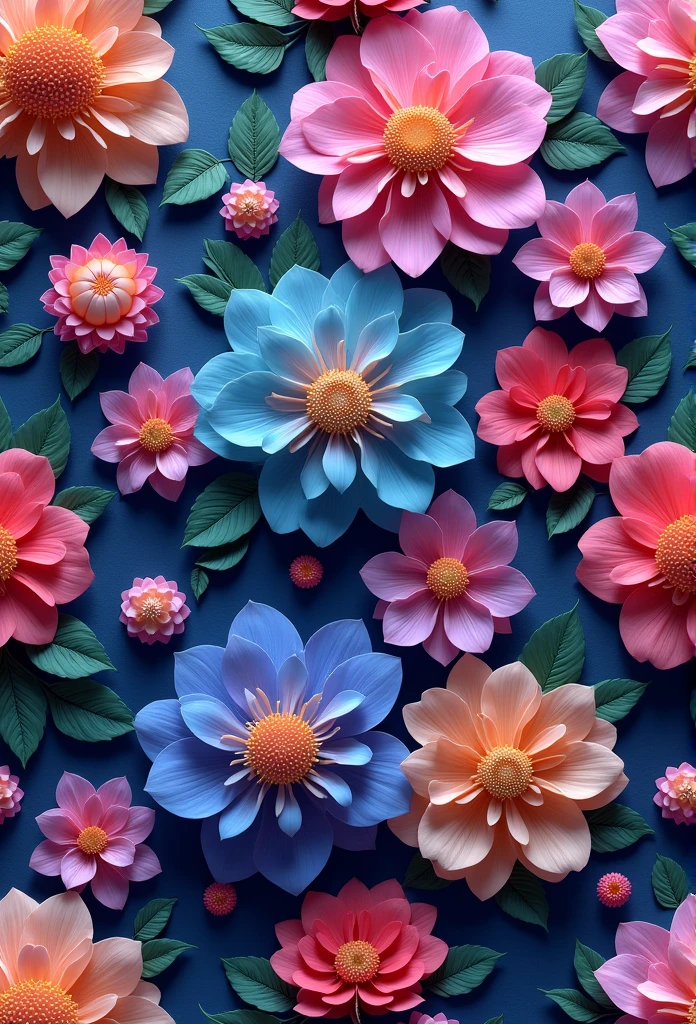 Beautiful repeating floral pattern,Jewel Tones, the 3 d effect, Surrealism , pintrest, The hexadecimal code color is 5ABCB9, 63E2C6, FB6376, 613F75, Only 0C6291, flow, wallpaper, artistic