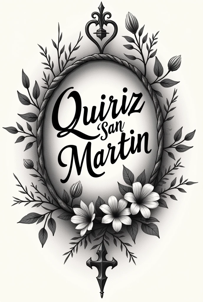 Give me a tattoo design that has the surname Quiroz San Martin written on it