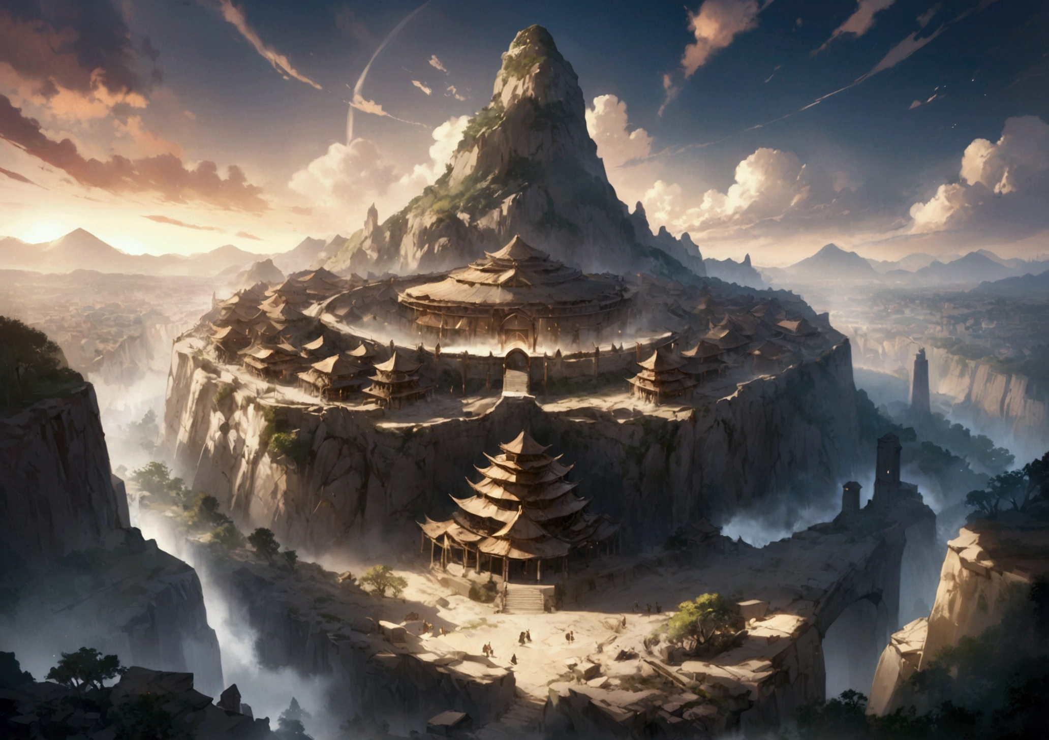 The lightdel kingdom, Highest image quality,background,masterpiece,ancient city,unrest,dark　,fantasy,cliff