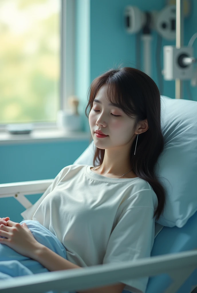 A human like nice female sitting in hospital