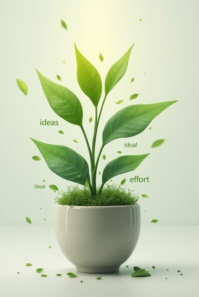 a plant growing in a pot "Ideas" watered by "innovation" and "effort