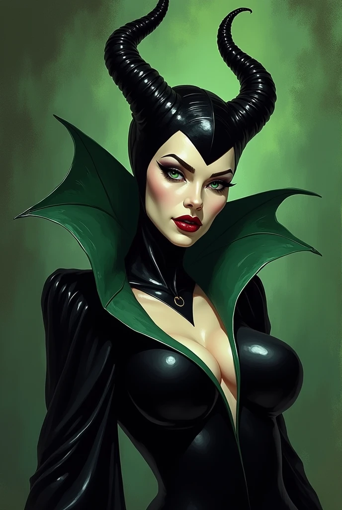 A stunning portrait of Maleficent, a vision of exotic unworldly beauty and power, in the style of Adam Hughes