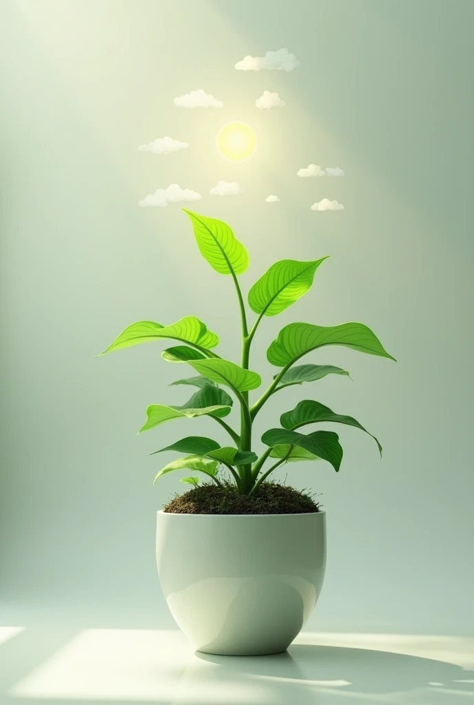 a plant growing in a pot "Ideas" watered by "innovation" and "effort