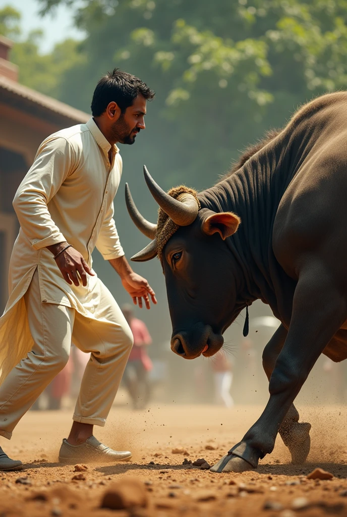 Rahul Gandhi fight with a Bull 