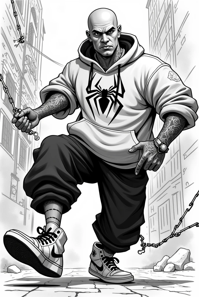 Cholo spideman drawing black and white
