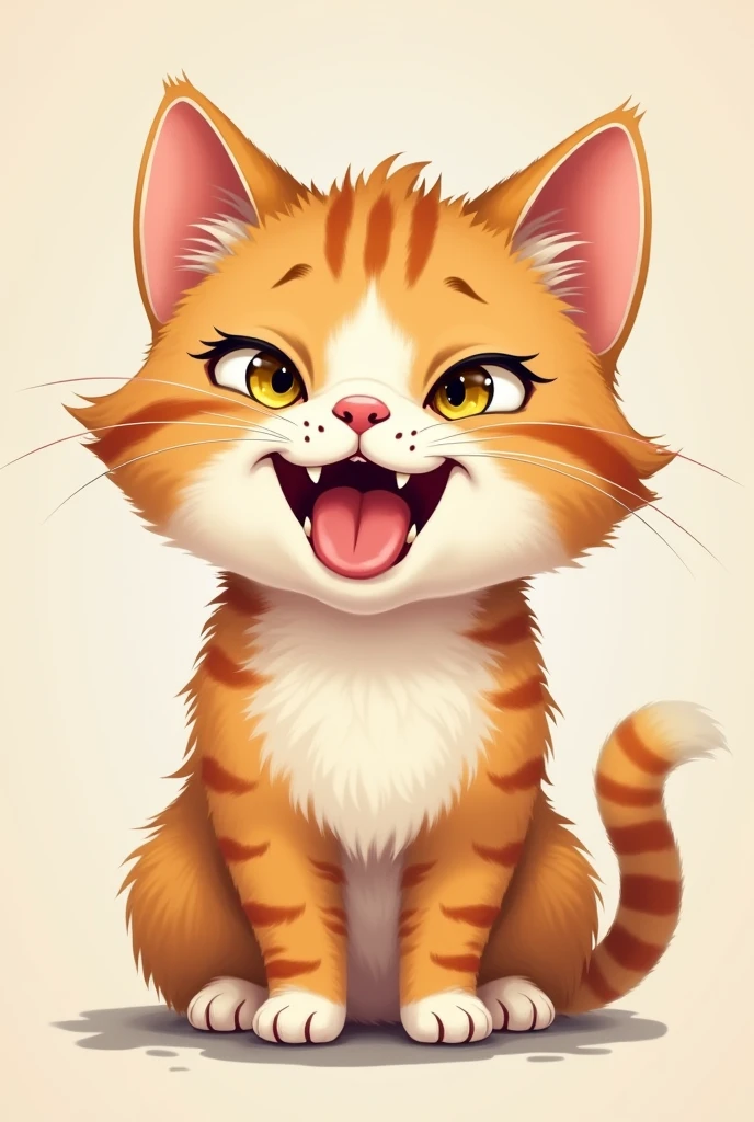 A cat teenager sticks out his tongue