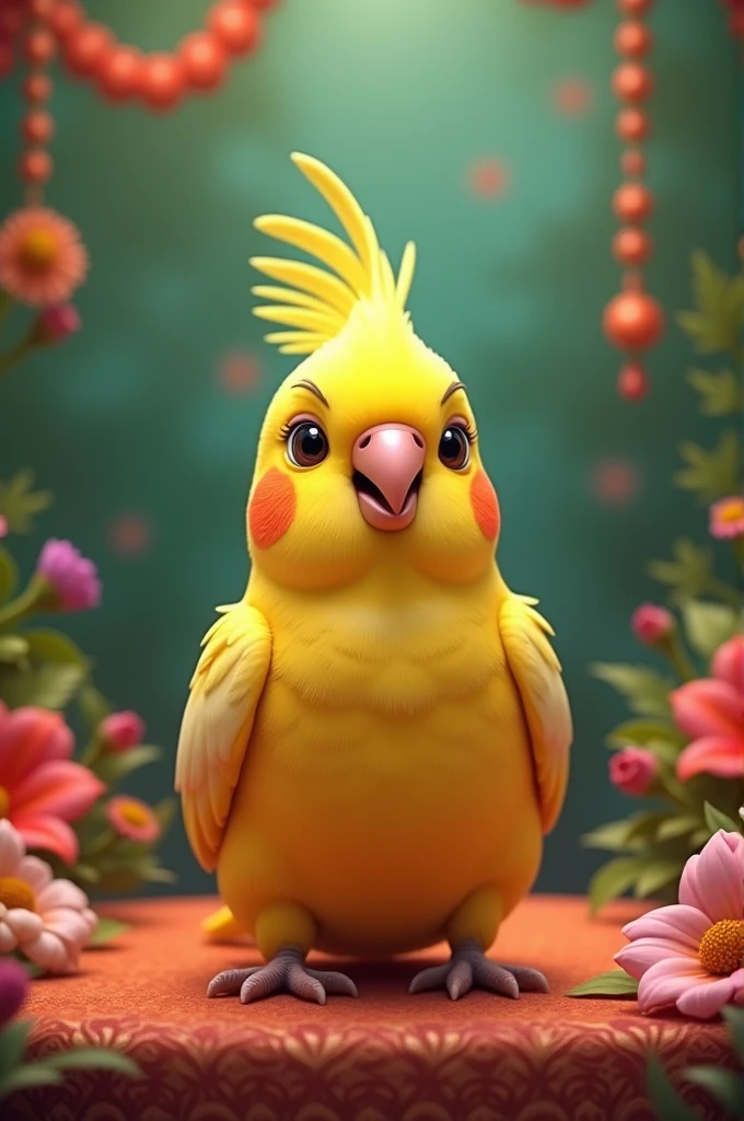 Lutino cockatiel with janmastmi wishes