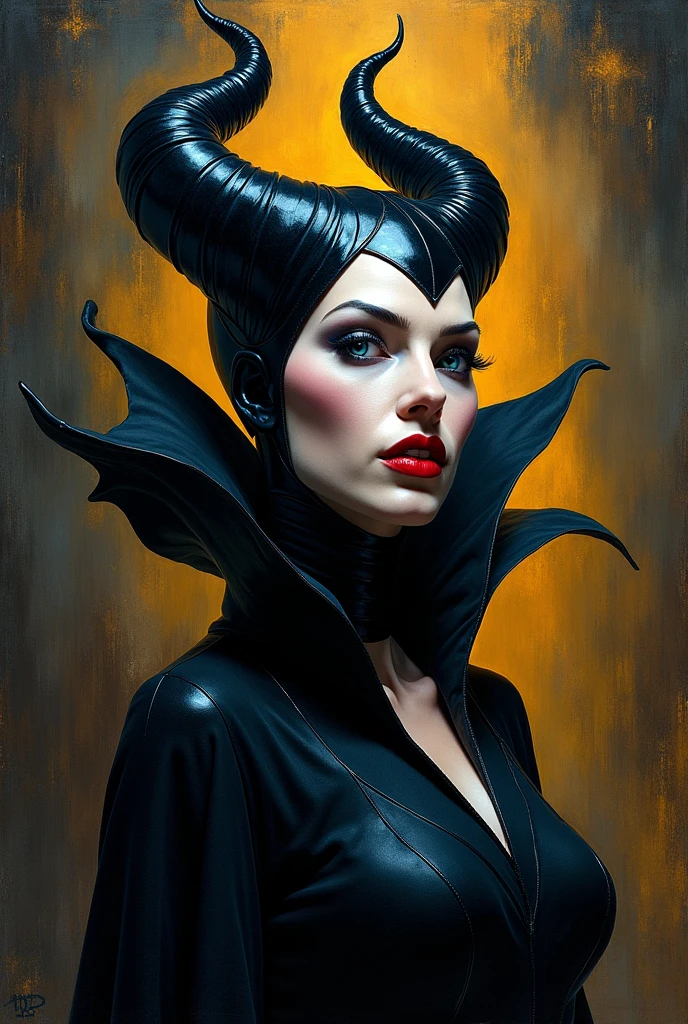 A stunning portrait of Maleficent, a vision of exotic unworldly beauty and power, in the style of Joe Jusko