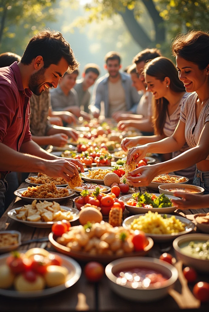 Foto food gather people