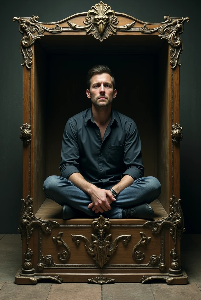Man giving himself as a box